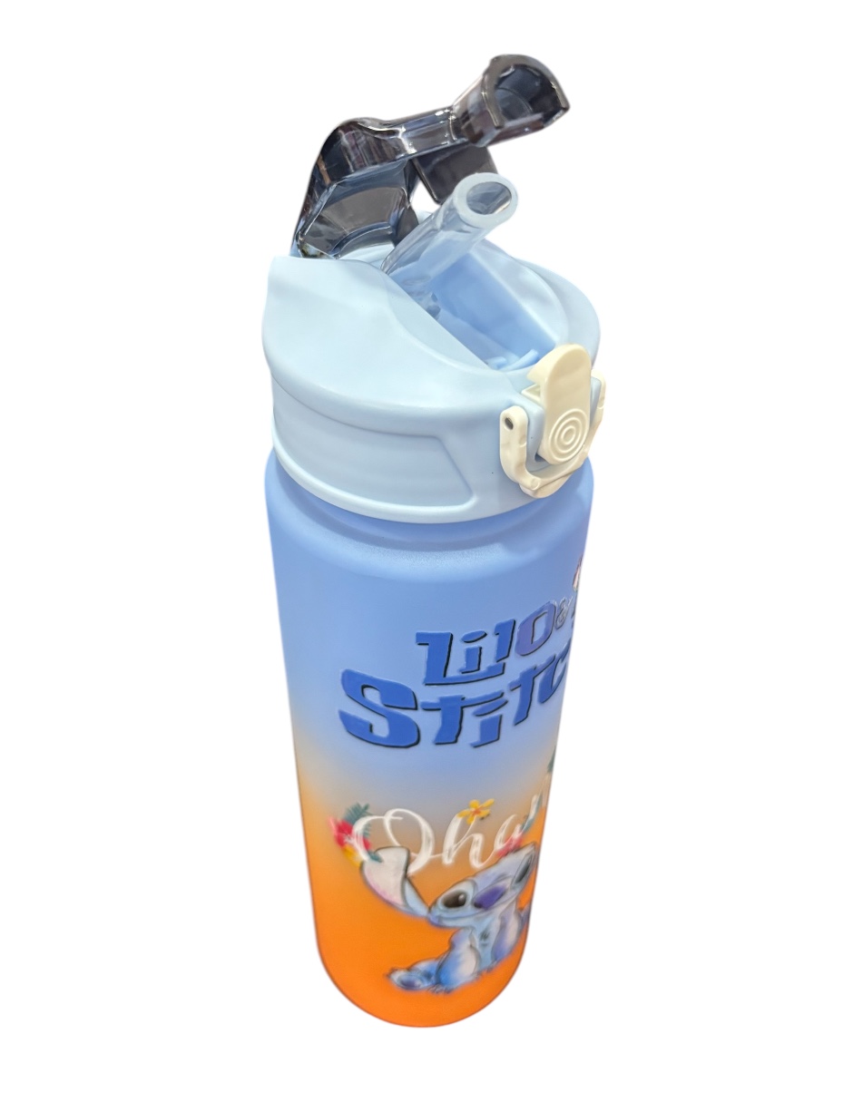 Foto 2 | Termo De Plástico Stitch Morado Con Naranja De 750 Ml