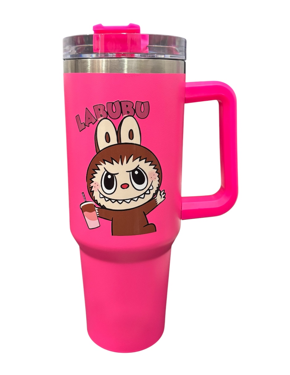 Foto 3 pulgar | Termo De Acero Inoxidable Marca Macarena Brand Color Fucsia Labubu De 40 Oz