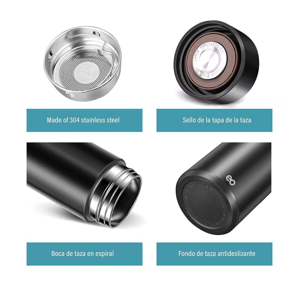 Foto 3 pulgar | Set Termo Digital Inteligente 500ml 4 Pack Eo Safe Imports Esi-7664-1 Negro