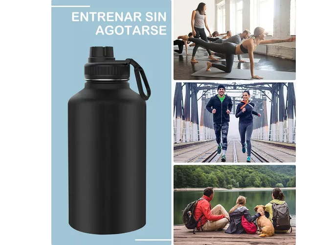 Foto 3 pulgar | Termo 1920ml/64oz Acero Inoxidable Negro