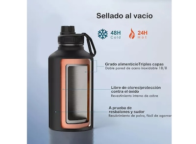 Foto 3 | Termo 1920ml/64oz Acero Inoxidable Negro