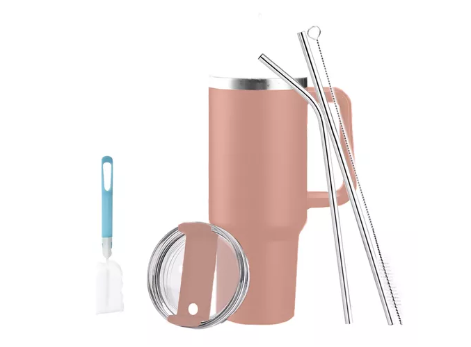 Vaso Térmico De 40oz Acero Inoxidable Con Popote Y Cepillo