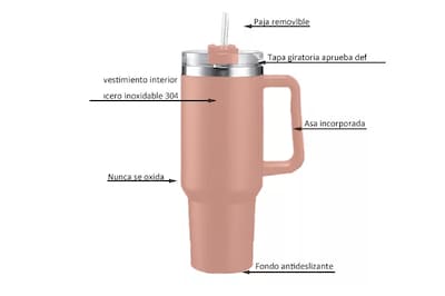 Foto 4 | Vaso Térmico De 40oz Acero Inoxidable Con Popote Y Cepillo
