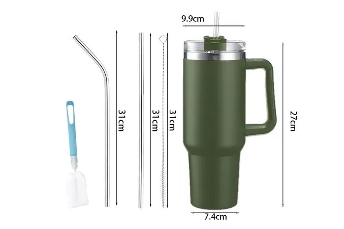 Foto 3 pulgar | Vaso Térmico De 40oz Acero Inoxidable Con Popote Y Cepillo