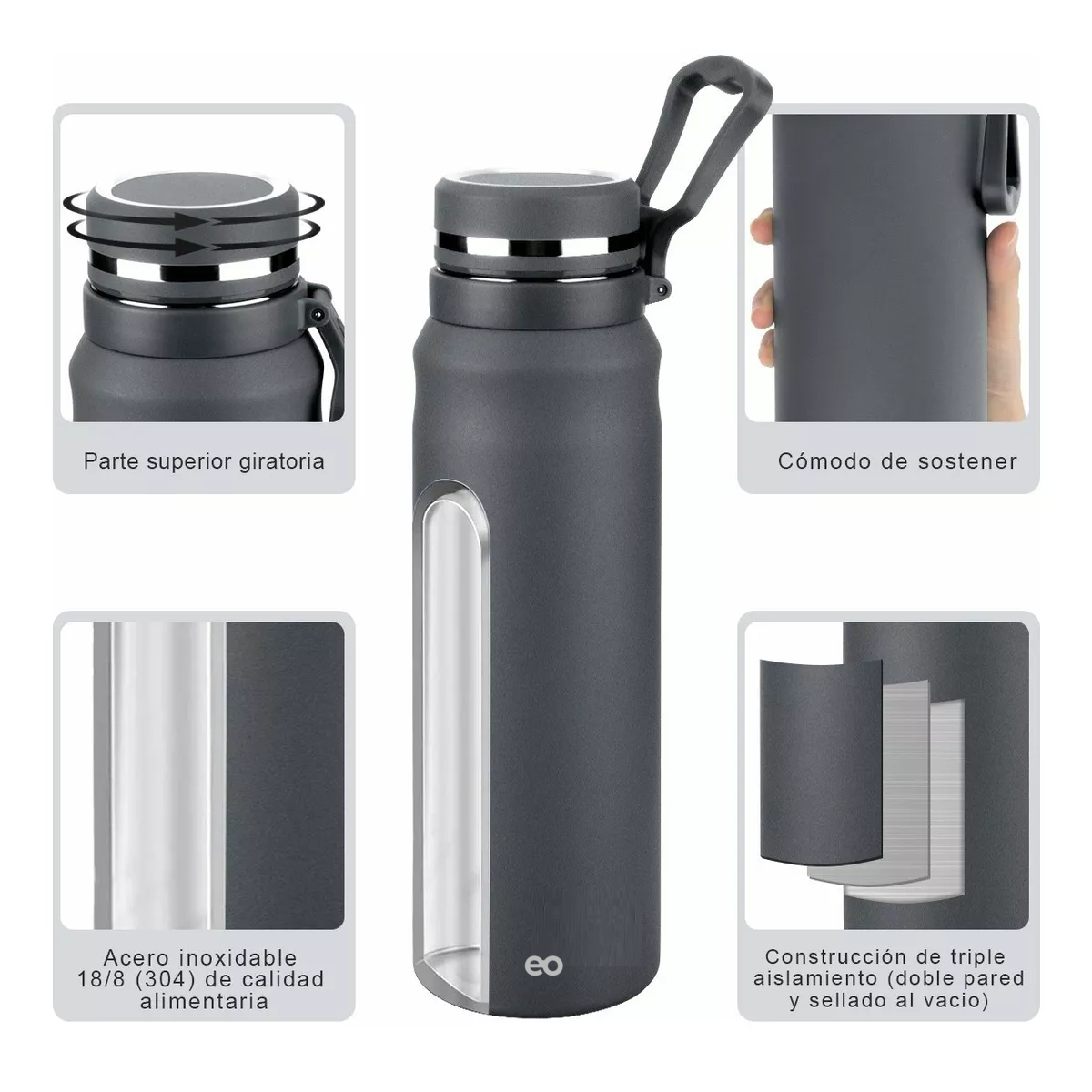 Foto 4 pulgar | Language Termo Acero Inoxidable Con Infusor De Té,taza Térmica 1000ml Eo Safe Imports Esi-11855-1 Gris