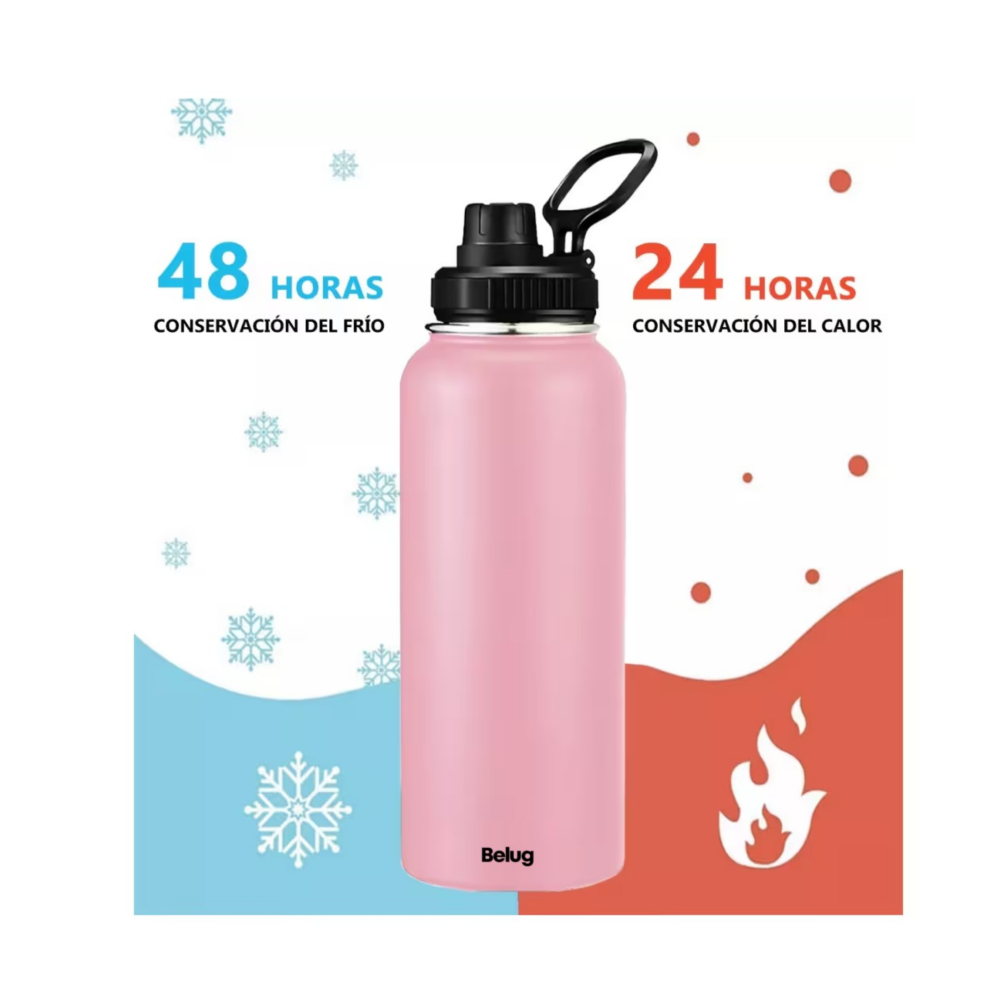 Foto 4 pulgar | Termos Taza Acero Inoxidable 1 Litro Botella Fría/caliente Rosa Belug