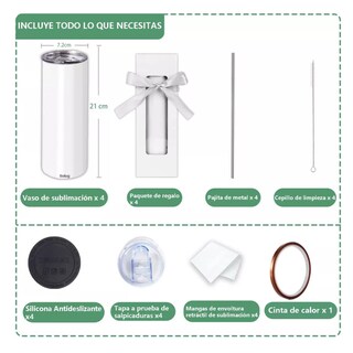 Foto 4 | Vaso Termo Sublimación Sublimar Acero 20oz 4 Pzs Blanco Belug