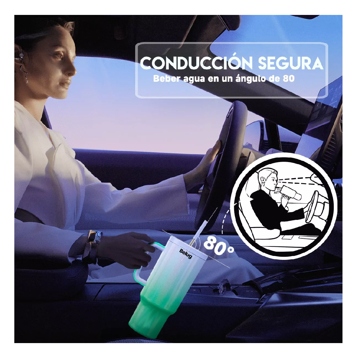 Foto 5 pulgar | Taza De Viaje Belug De Acero Inoxidable 40 Oz Verde Y Morado