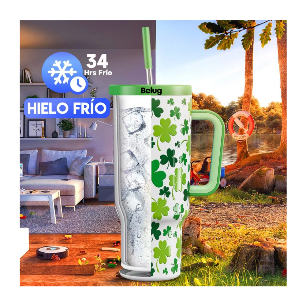 Foto 5 pulgar | Vaso Térmico Acero Inoxidable Calor/frío Dos Picos 40oz Verde Belug