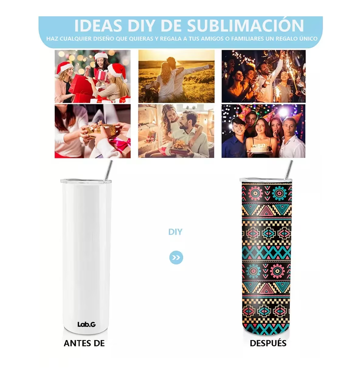 Foto 5 pulgar | Vaso Termo Sublimación Lab.g Sublimar Acero 20oz 4 Pzs Blanco