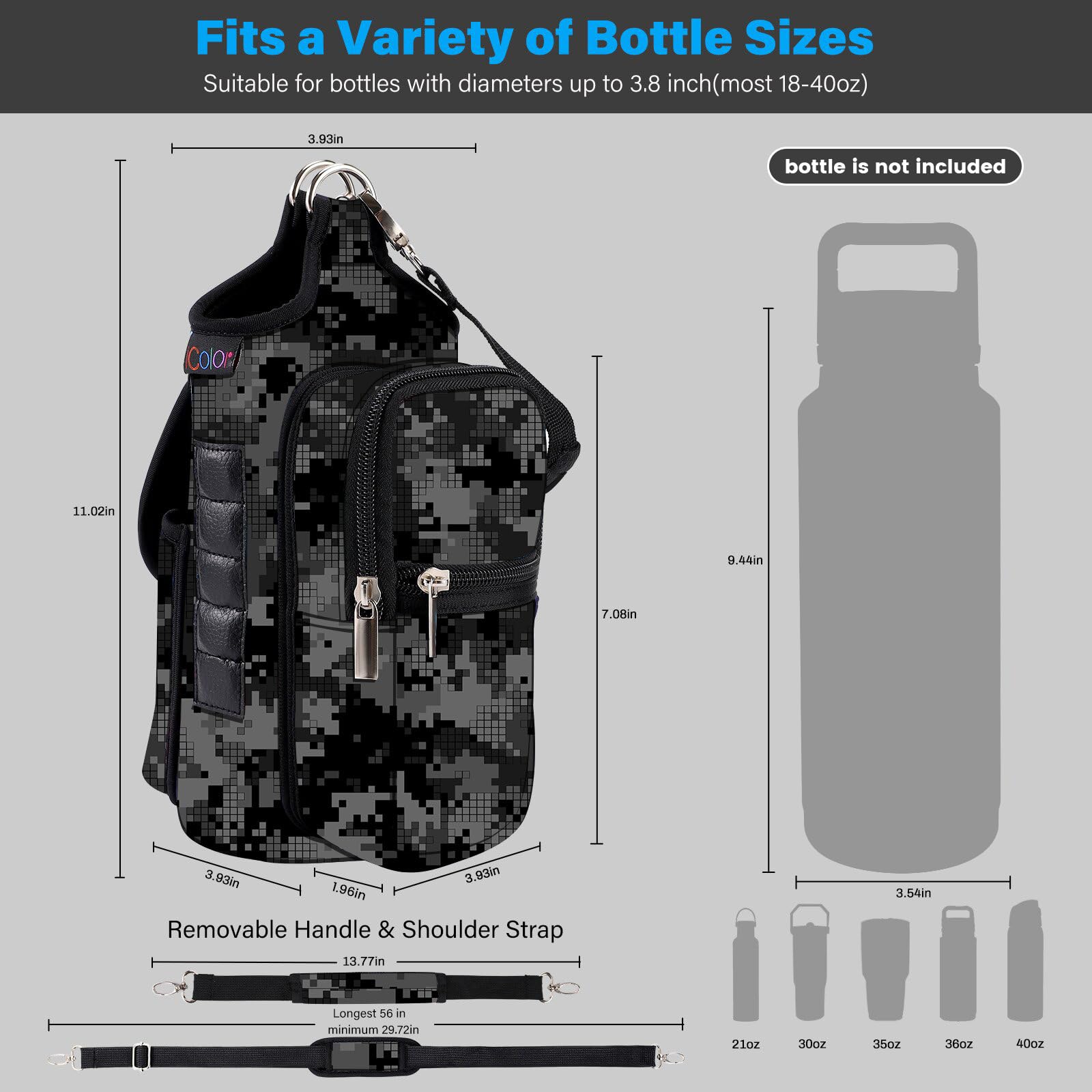 Foto 4 pulgar | Soporte Magnético Para Botella De Agua Para Bolsa De Gimnasio, Icolor, Con Bolsillos Para Teléfono - Venta Internacio