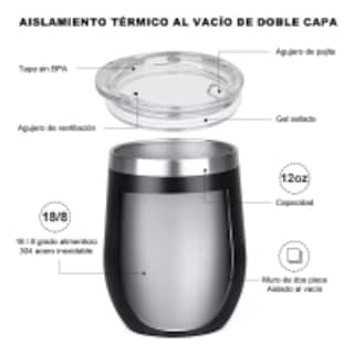 Foto 3 | Vaso Térmico Vino/café Acero Inoxidable,12oz Calor/frío 2pz Eo Safe Imports Esi-11863-1 Multicolor