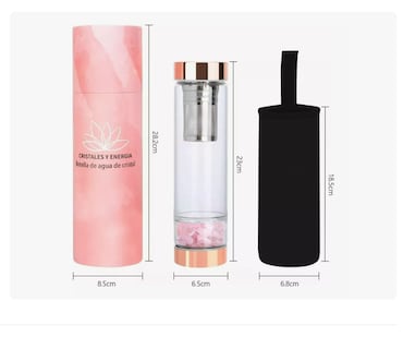 Foto 2 | Botella Agua Infusor Te Cristal Energético Cuarzo Botella Rosa Xtellar
