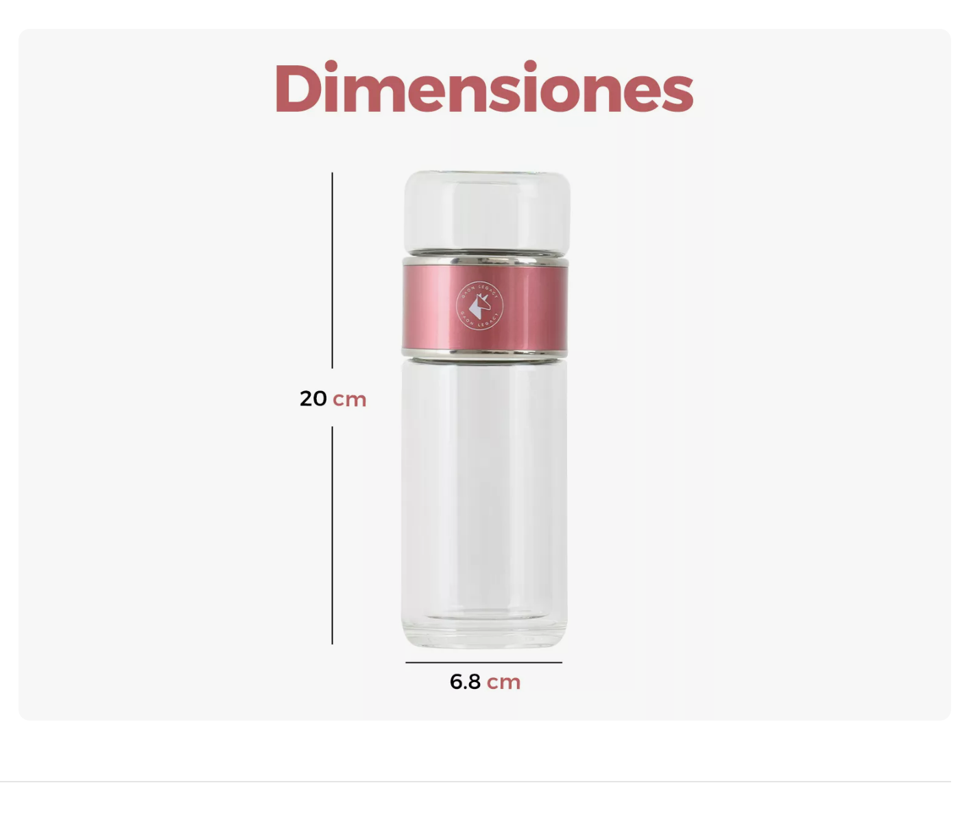 Foto 5 pulgar | Termo Infusor De Té De Vidrio Botella Doble Pared Portátil Oro Rosa