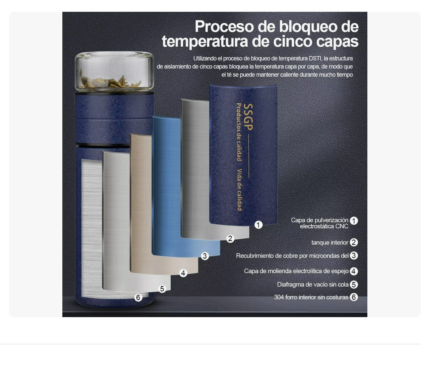Foto 3 pulgar | Botella De Vidrio Termo Inox Infusor De Té Portátil Xtellar