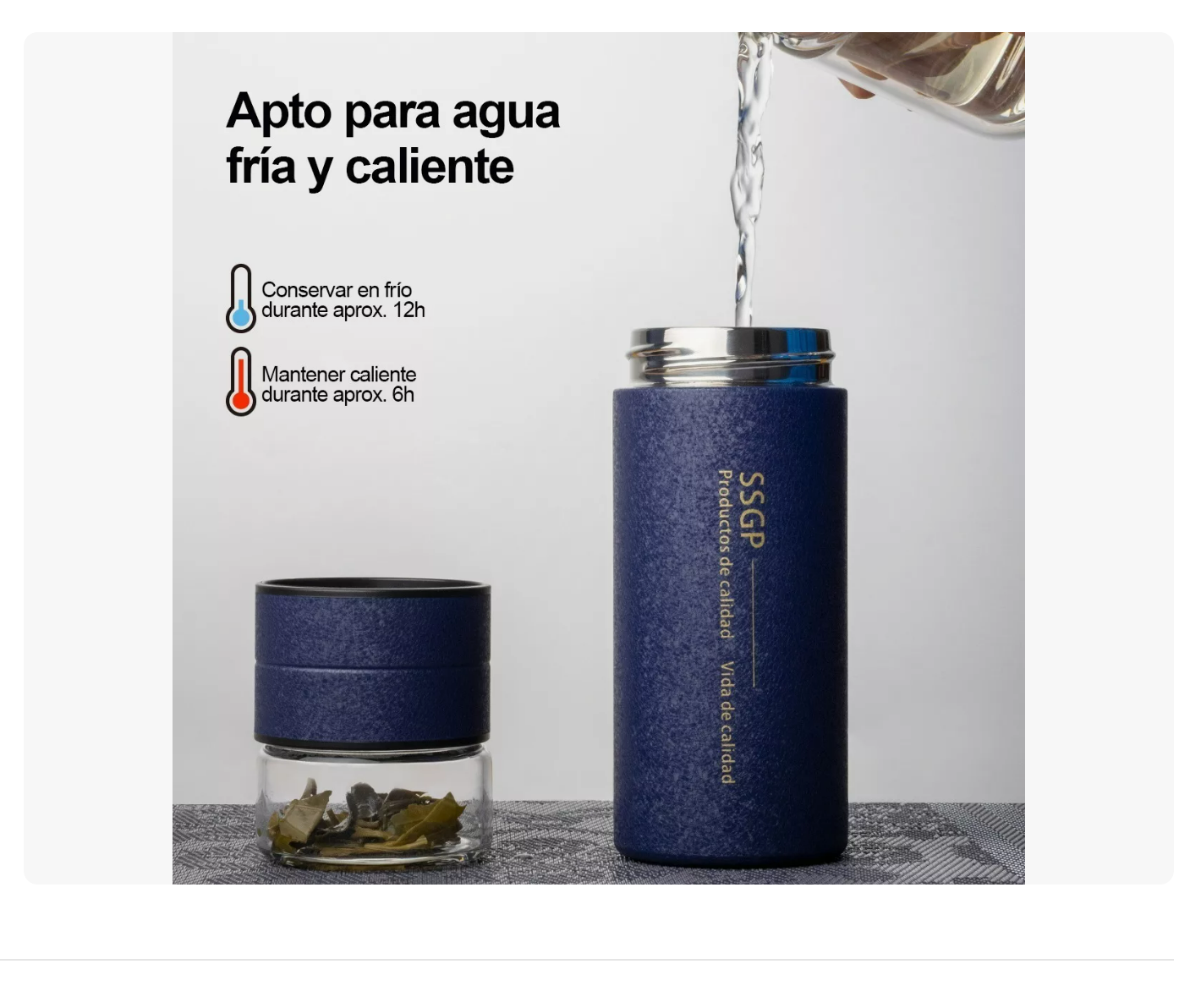 Foto 5 pulgar | Botella De Vidrio Termo Inox Infusor De Té Portátil Xtellar