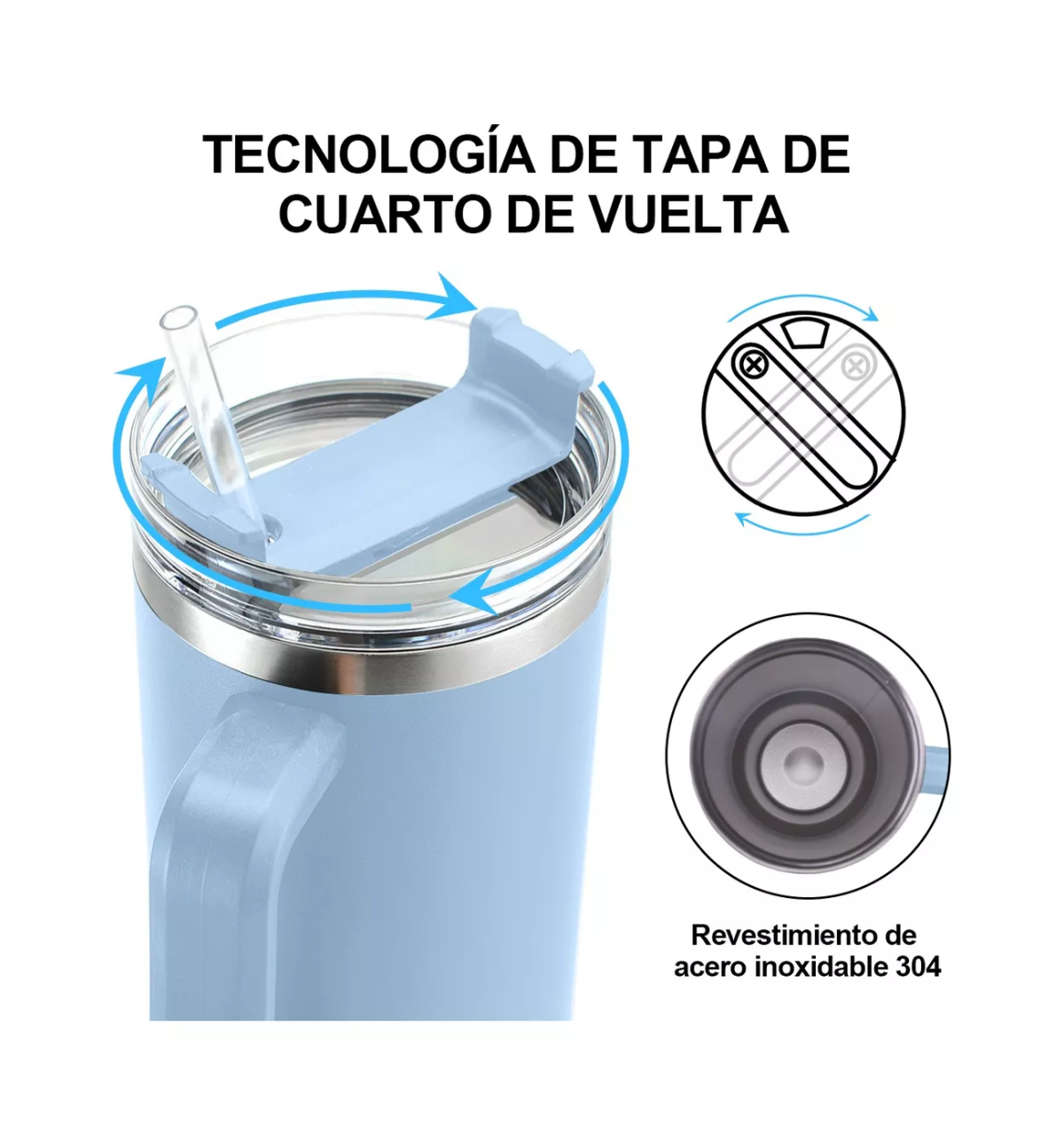 Foto 4 pulgar | Termo Belug Azul de Acero Inoxidable 40 Oz