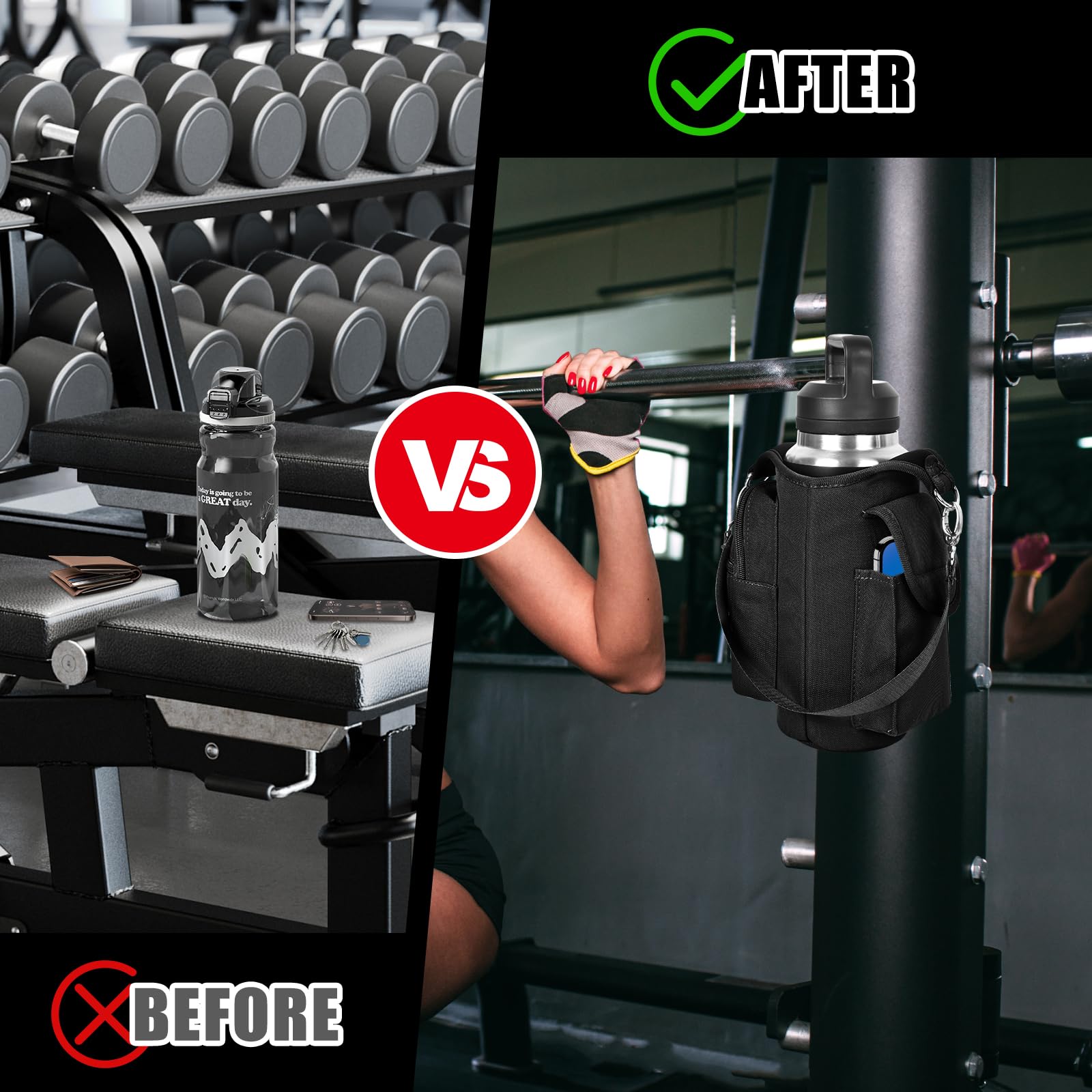 Foto 5 | Soporte Magnético Para Bolsa De Gimnasio Y Botella De Agua, Color Negro, Nailon - Venta Internacional.