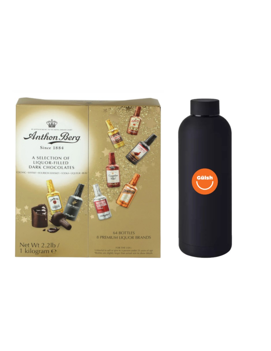 Foto 1 | Termo Güish + Chocolates Amargos Rellenos De Licor Anthon Berg 64 Piezas