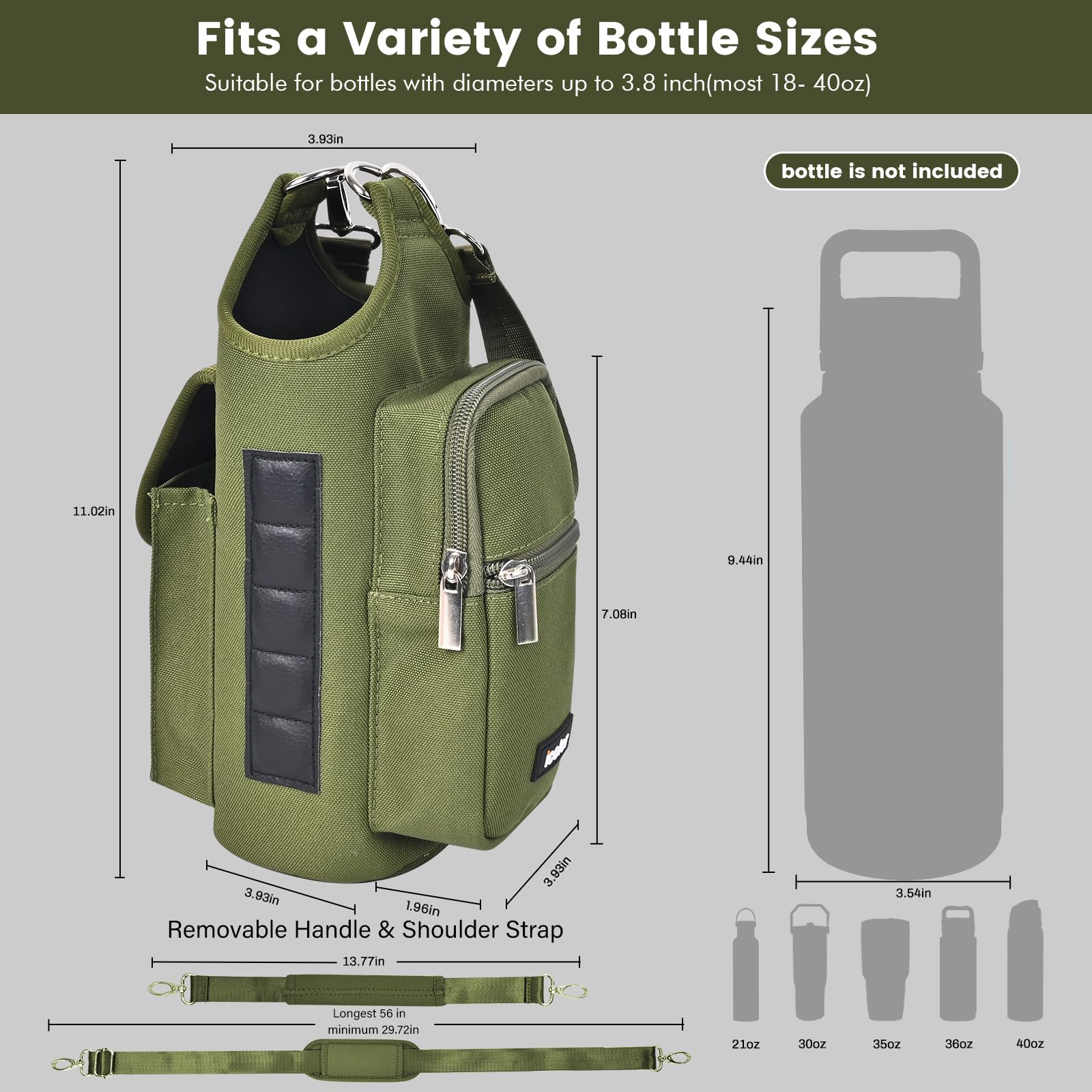Foto 3 | Soporte Para Bolsa De Gimnasio Para Botellas De Agua, Icolor, Magnético, Verde Militar - Venta Internacional.