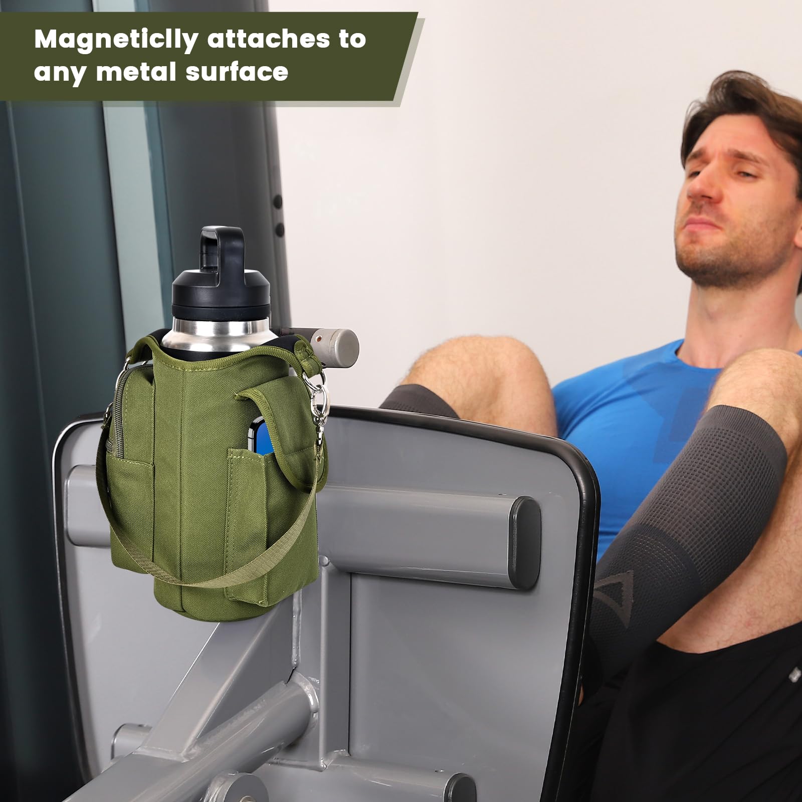 Foto 5 pulgar | Soporte Para Bolsa De Gimnasio Para Botellas De Agua, Icolor, Magnético, Verde Militar - Venta Internacional.