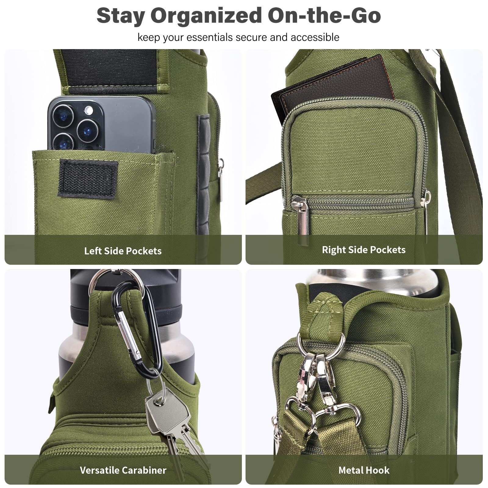 Foto 7 pulgar | Soporte Para Bolsa De Gimnasio Para Botellas De Agua, Icolor, Magnético, Verde Militar - Venta Internacional.