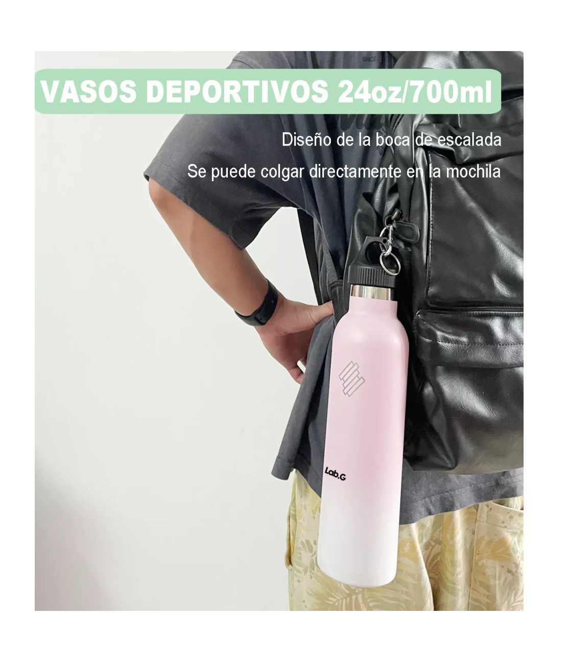 Foto 5 pulgar | Vaso Botella Termico Acero Inoxidable 700 Ml Rosa