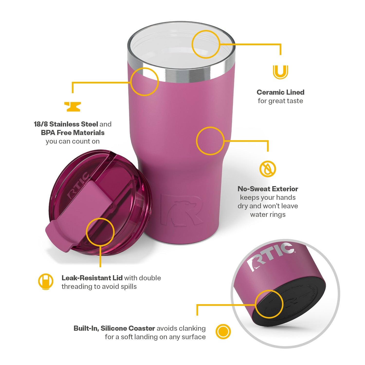 Foto 5 pulgar | Vaso Rtic Essential Aislamiento Acero Inoxidable 500 Ml Orquídea - Venta Internacional