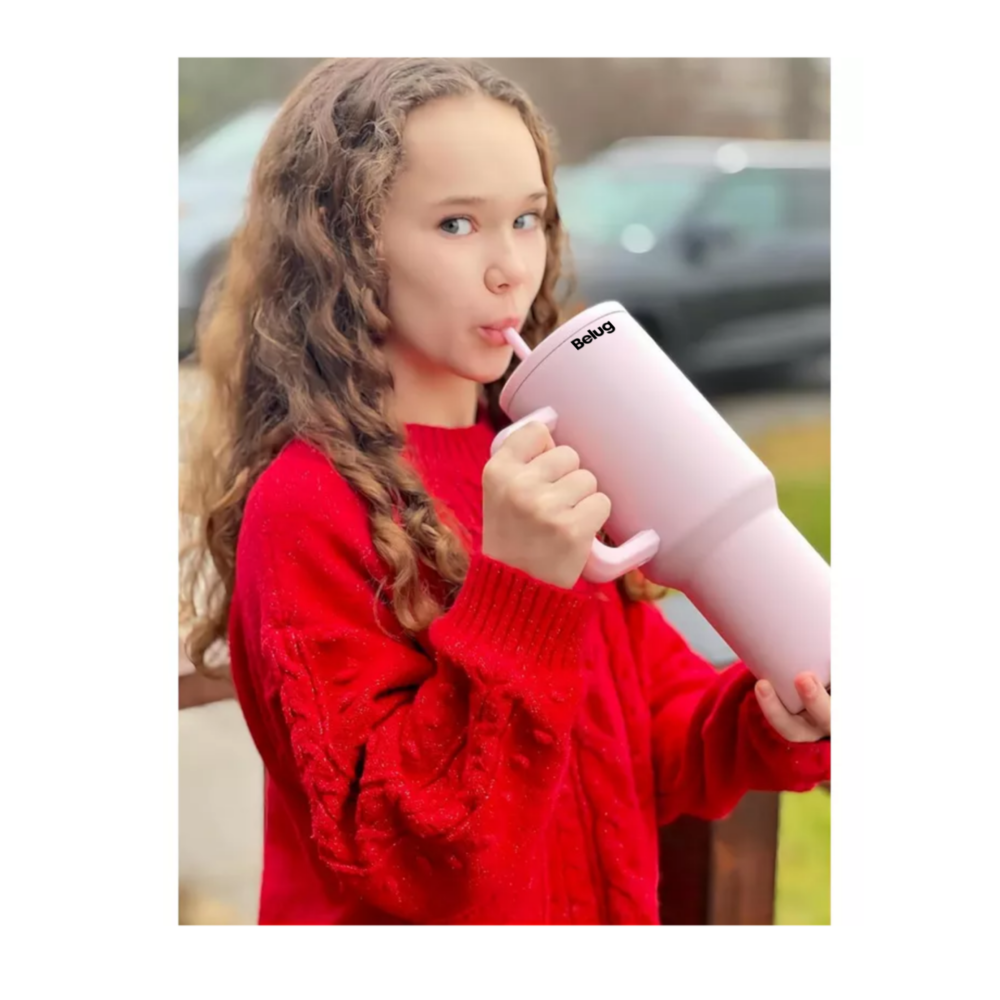 Foto 4 pulgar | Vaso Térmico Portátil De Acero Inoxidable 40oz Con Calor/frío, Belug Rosa Claro