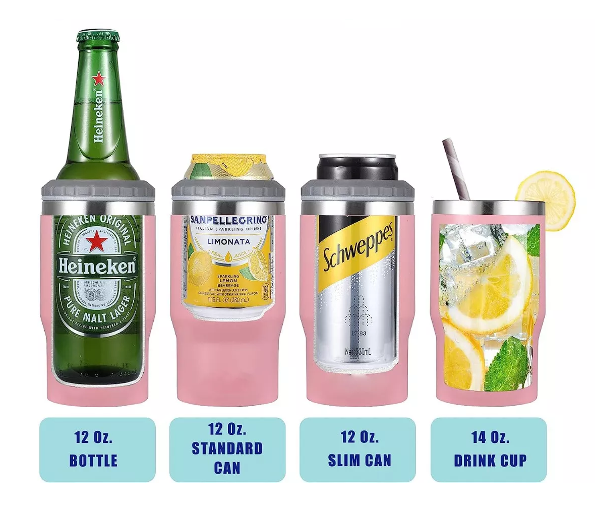 Foto 3 pulgar | Porta Latas De Cerveza De Acero Inoxidable Vaso Térmico Belug 14oz Rosa