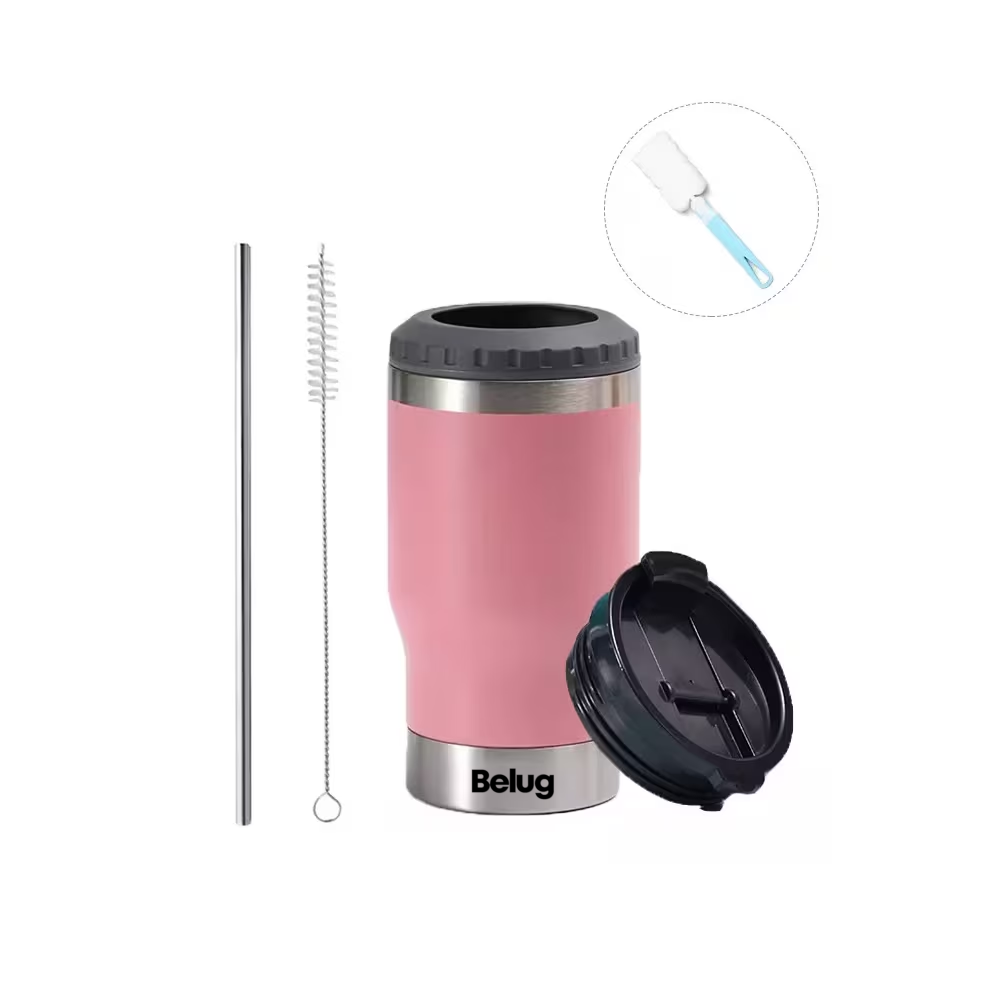 Foto 3 | Porta Latas De Cerveza De Acero Inoxidable Vaso Térmico Belug 14oz Rosa