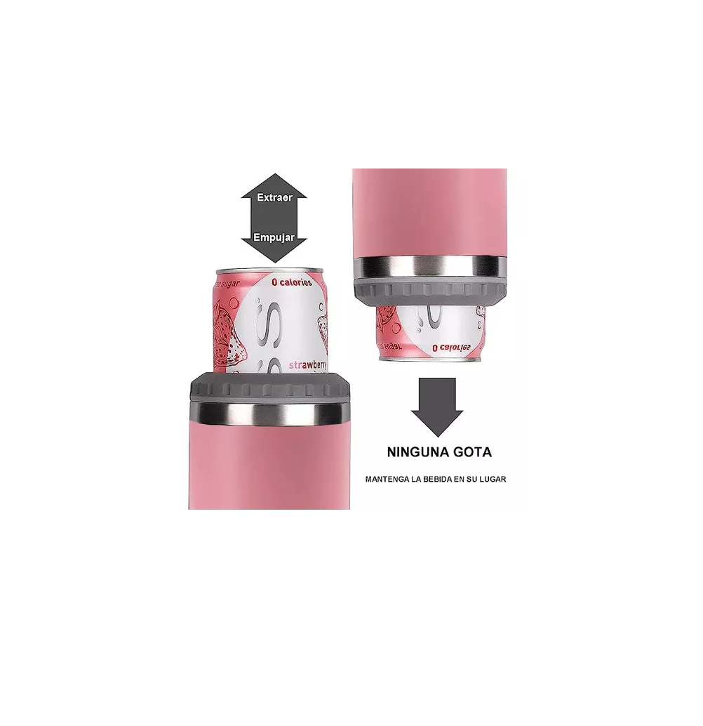 Foto 5 pulgar | Porta Latas De Cerveza De Acero Inoxidable Vaso Térmico Belug 14oz Rosa