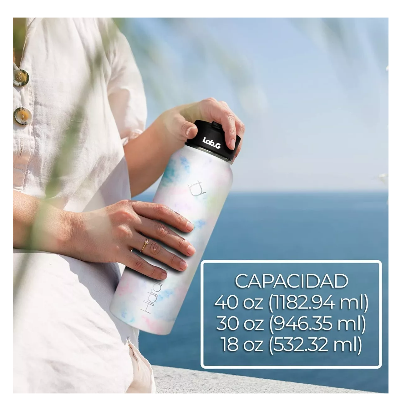 Foto 4 pulgar | Termo De Acero Inoxidable Lab.g Botella Frio Caliente Café Té 32oz, Blanco Mármol