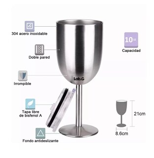 Foto 2 | Copa De Vino Termo De Acero Inoxidable Tipo 12 Oz Plata