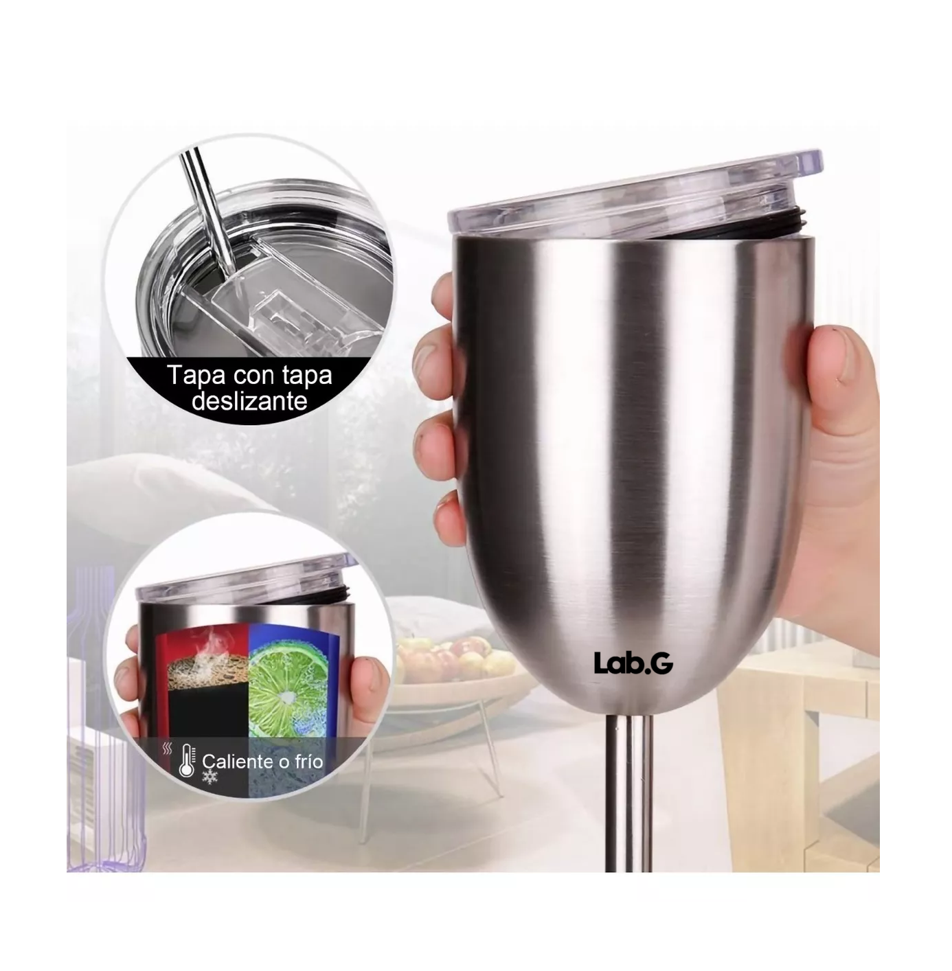 Foto 4 pulgar | Copa De Vino Termo De Acero Inoxidable Tipo 12 Oz Plata