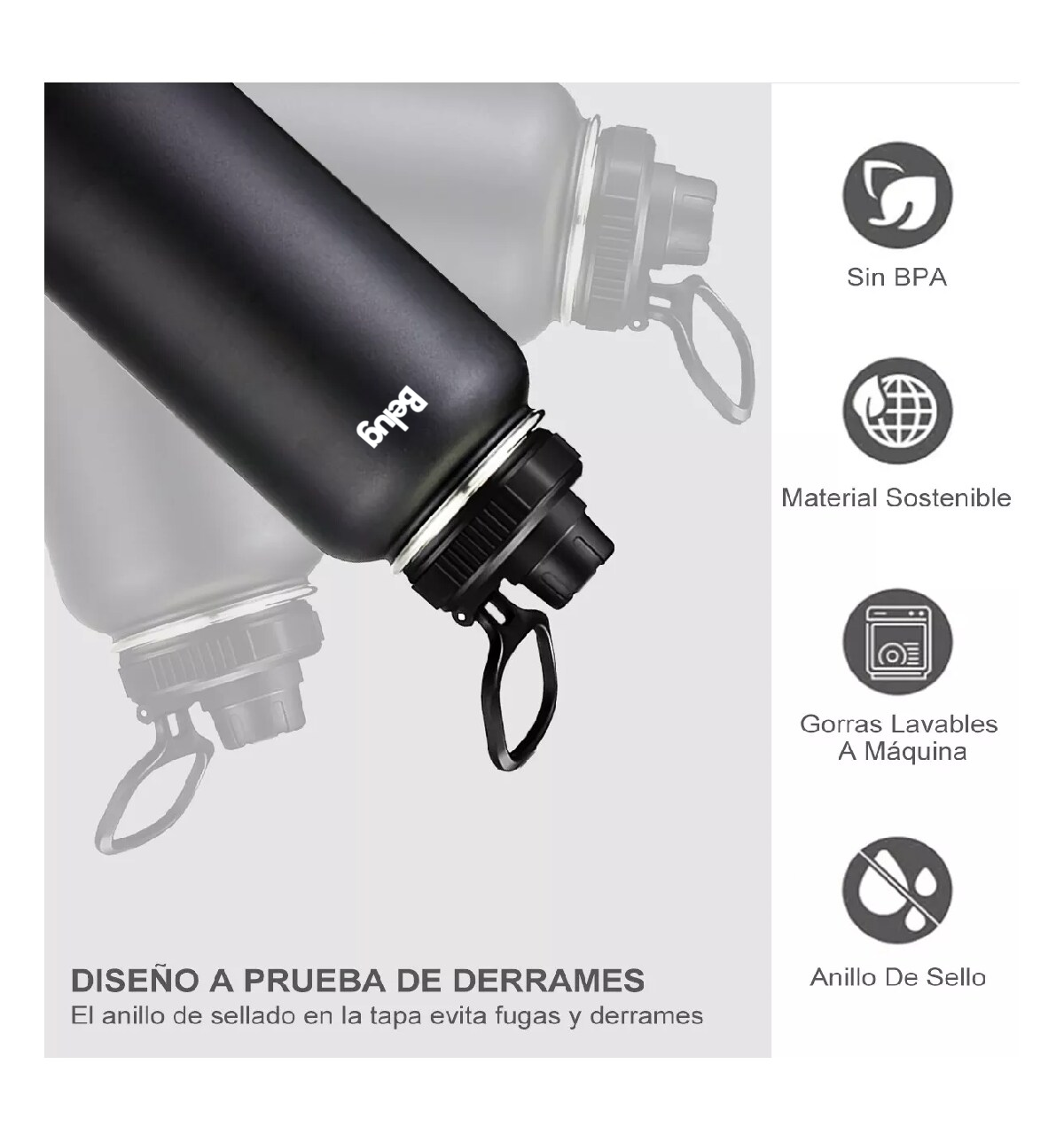 Foto 4 pulgar | Termo Vaso-botella Acero Inoxidable Con Fría/caliente 32 Oz, Belug  Negro