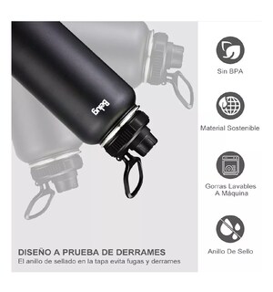 Foto 3 | Termo Vaso-botella Acero Inoxidable Con Fría/caliente 32 Oz, Belug Negro