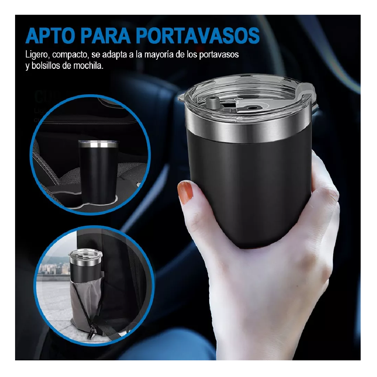 Foto 5 pulgar | Vaso Térmico 20oz Lab.g Acero Inoxidable Popote Y Cepillo 3pack Negros