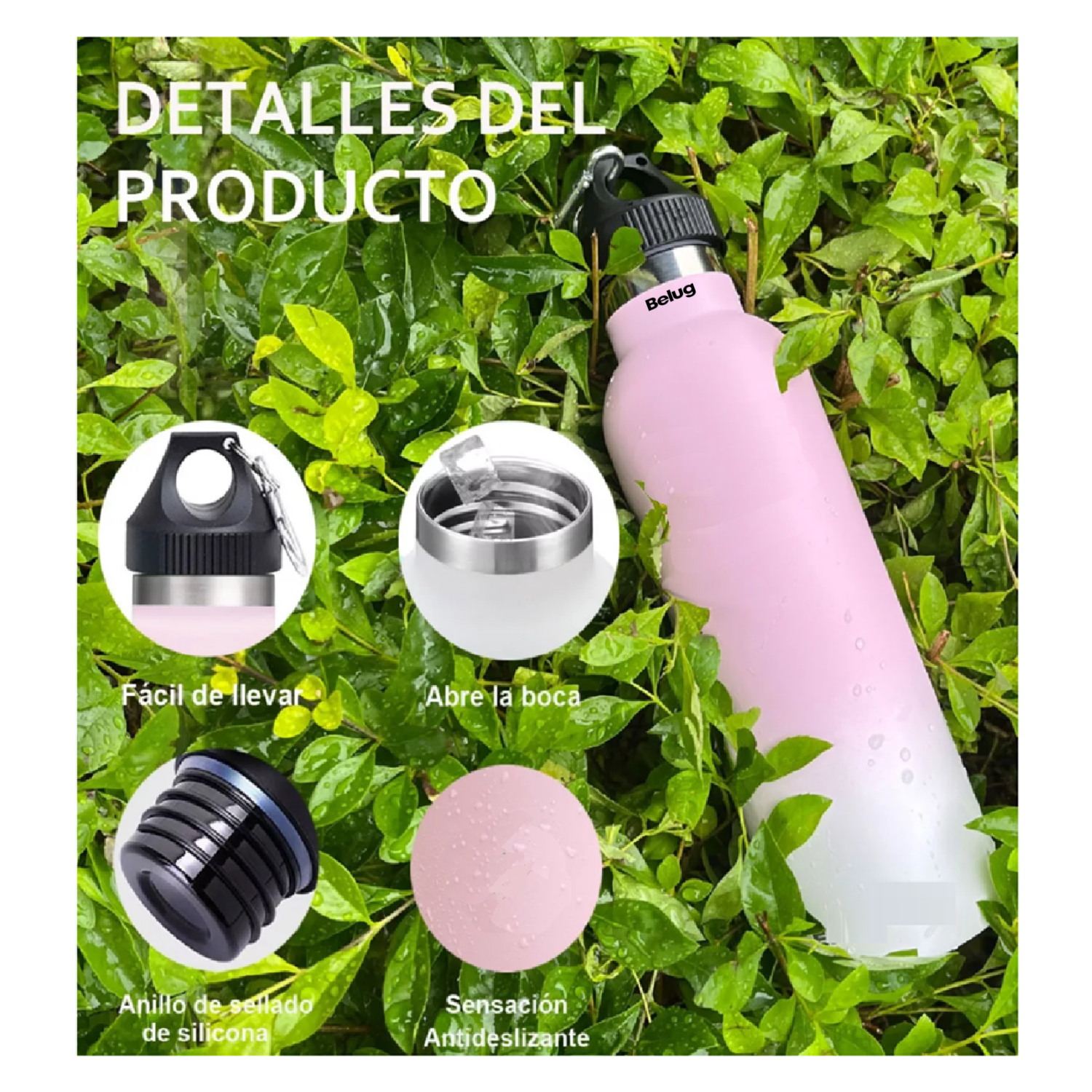 Foto 3 pulgar | Vasos Termico Belug Acero Inoxidable Taza Termo Botellas Para Agua Rosa 700 Ml