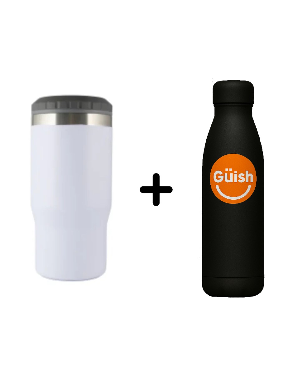 Portalatas Para Cerveza Acero Inoxidable Blanco + Termo Güish Gratis