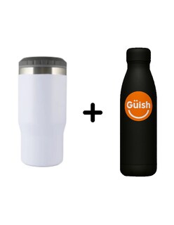 Foto 1 | Portalatas Para Cerveza Acero Inoxidable Blanco + Termo Güish Gratis