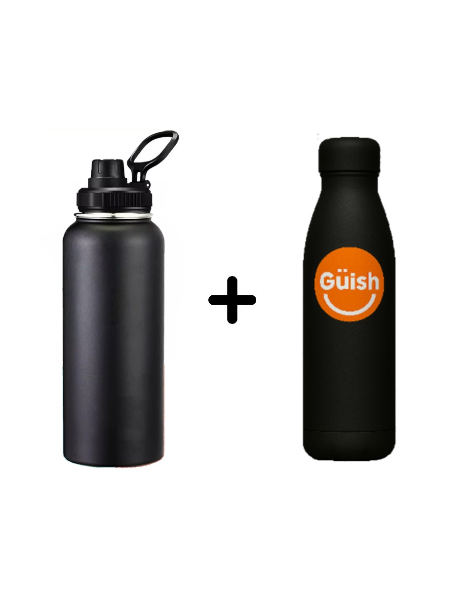 Termo Vaso Acero Inoxidable Negro + Termo Güish Gratis