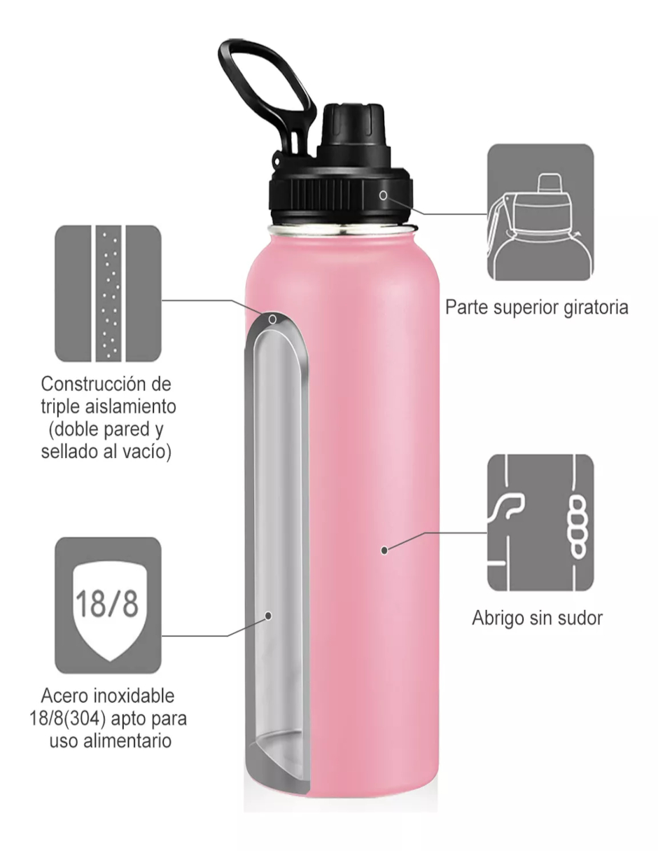 Foto 5 pulgar | Termo Vaso Acero Inoxidable Rosa + Termo Güish Gratis