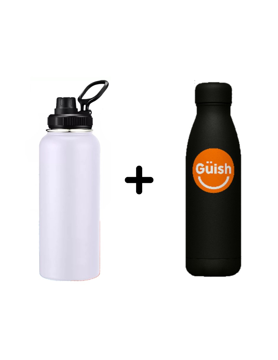 Termo Vaso Acero Inoxidable Blanco  + Termo Güish Gratis