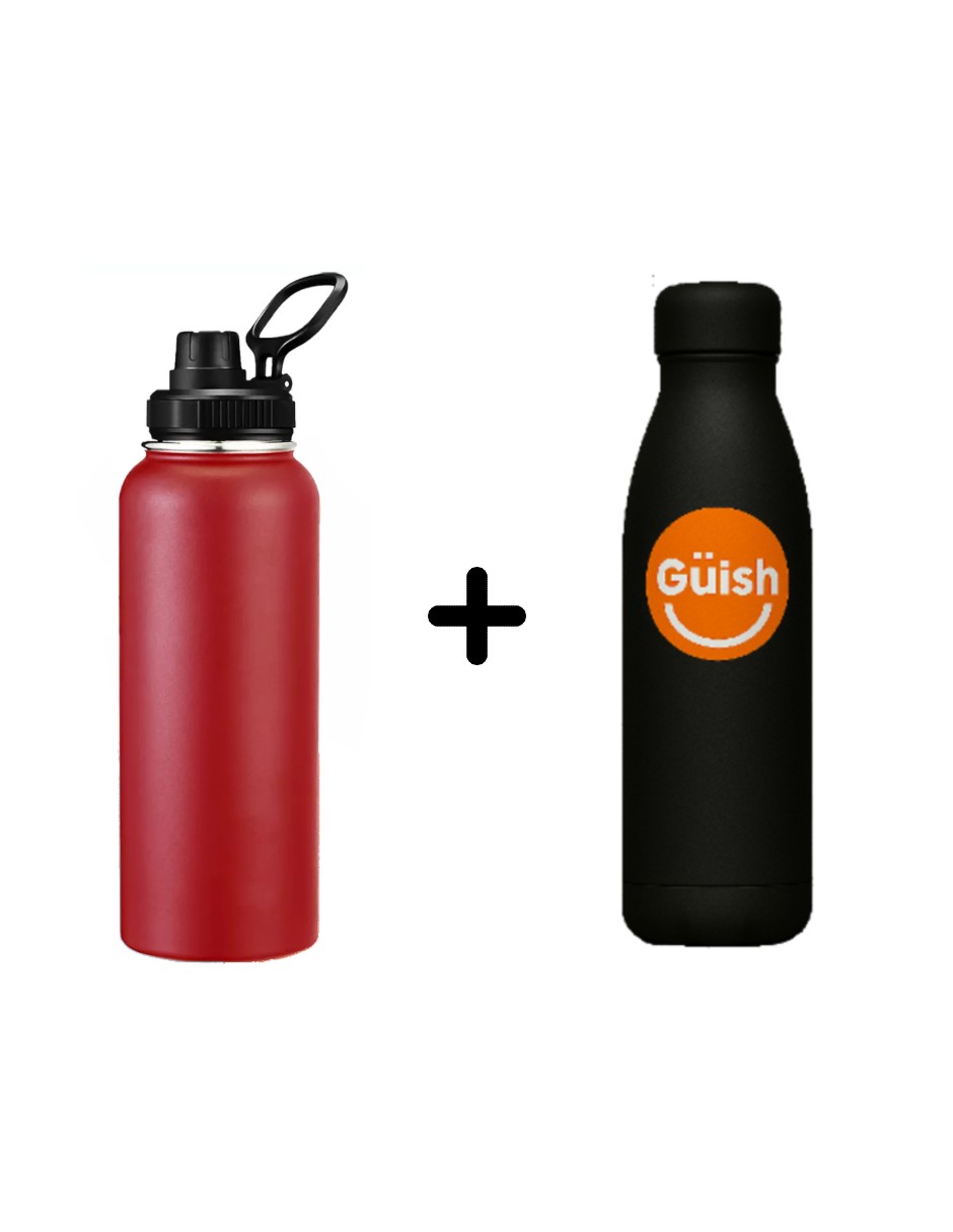 Termo Vaso Acero Inoxidable Rojo + Termo Güish Gratis