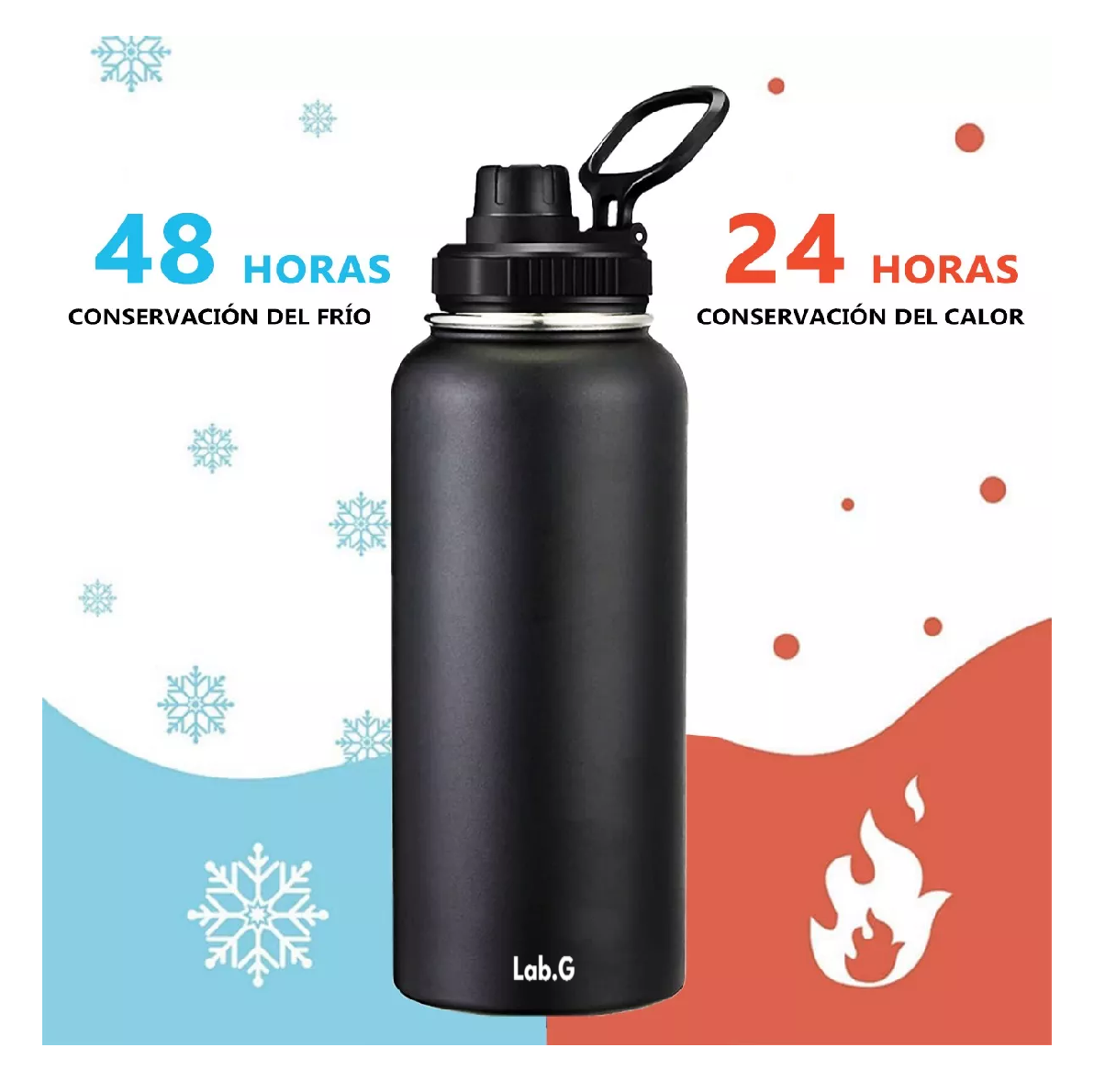 Foto 3 pulgar | Termo Vaso-botella Acero Inoxidablecon Fría/caliente 32 Oz Negro