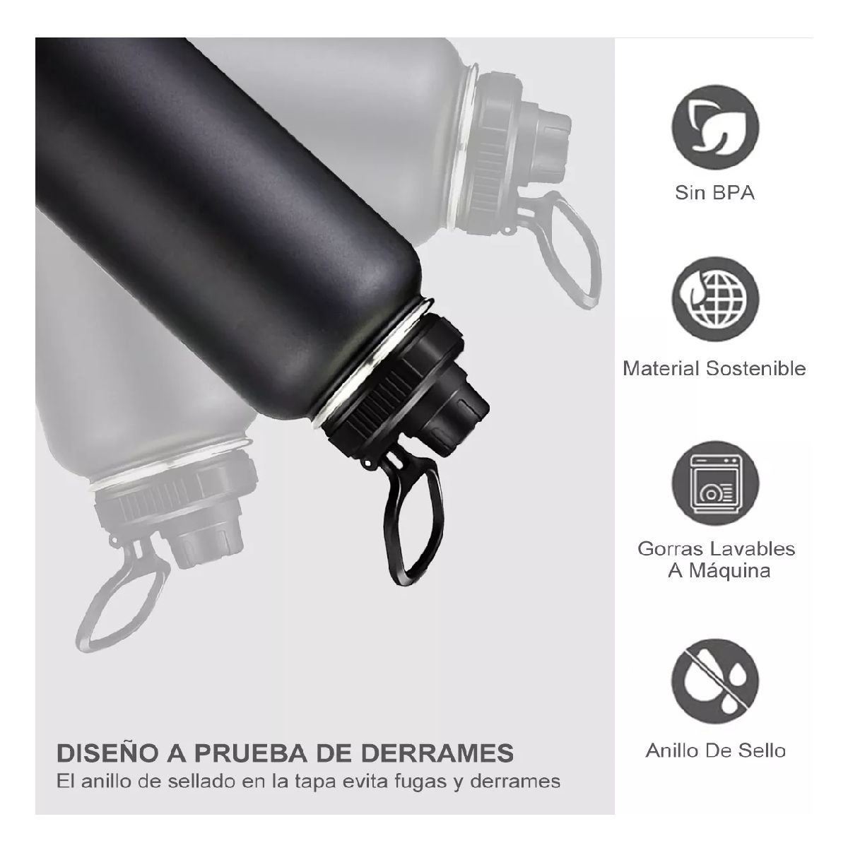 Foto 4 pulgar | Termo Vaso-botella Acero Inoxidablecon Fría/caliente 32 Oz Negro