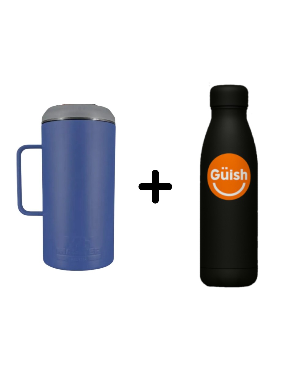 Foto 2 pulgar | Porta Caguama Master Holder Portacaguamon Azúl+termo De Agua De Regalo Güish