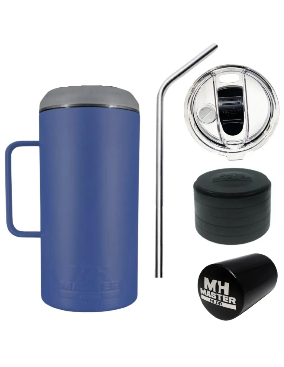 Foto 3 pulgar | Porta Caguama Master Holder Portacaguamon Azúl+termo De Agua De Regalo Güish
