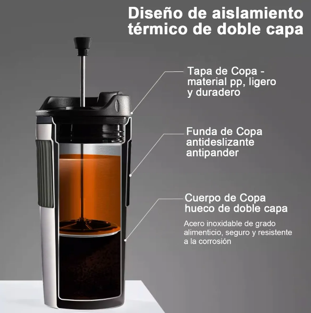 Foto 4 pulgar | Termo Xtellar Para Café Con Prensa Francesa 450ml Portátil